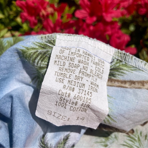 Hilo Hatties 1990s tropical Hawaiian light blue sleeveless sheath dress size 14 - Picture 6 of 15